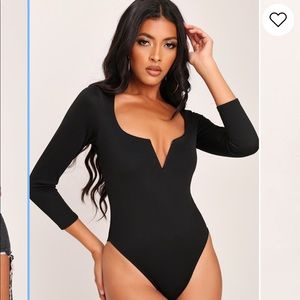 Plunge Front Long-sleeve Bodysuit